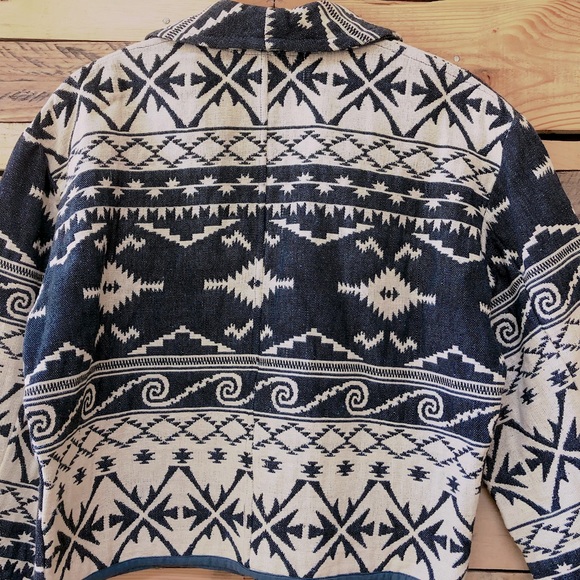 Flashback vintage southwestern aztec tribal print unlined cotton jacket, size L - Picture 4 of 12